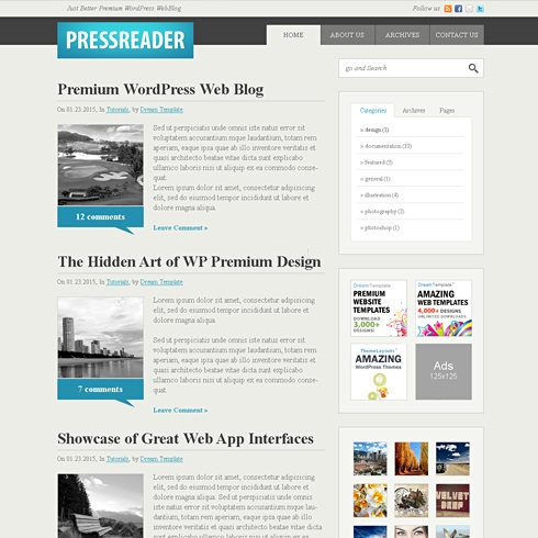 PressReader CSS Template Blog Style Website Templates