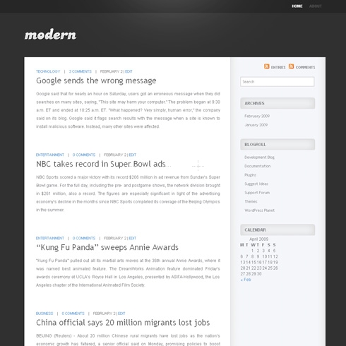 Template Image for ModernDark - WordPress Template