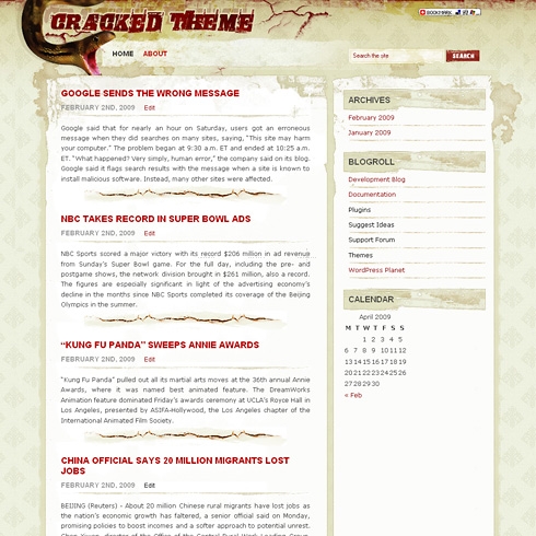 Template Image for Cracked - WordPress Theme