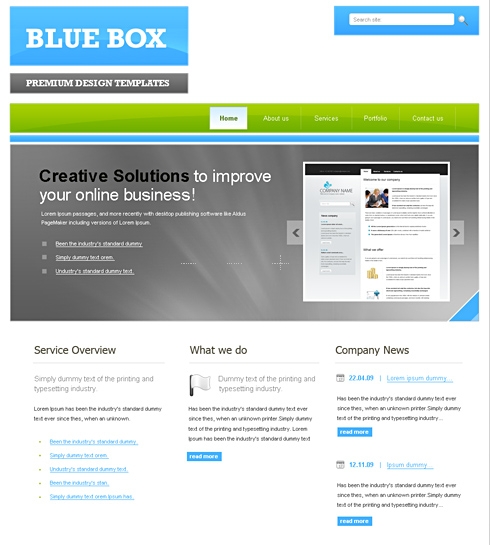 Template Image for BlueBoxDark -  Website Template